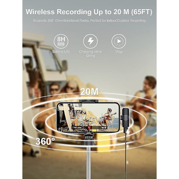 Wireless Microphone Lapel Mic System For Youtube Facebook Live Stream Tiktok Video Recording Vlog Plug & Play Lavalier Noise Reduction No App & Blueto Lighting