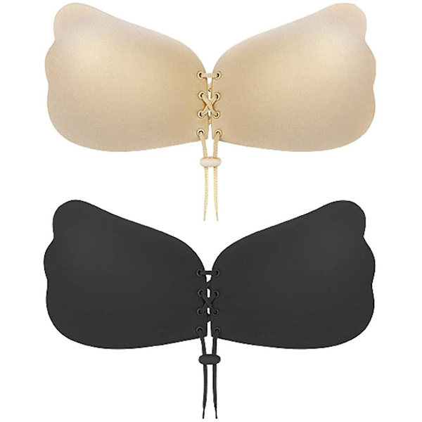 Sticky Bra 2 Pairs Strapless Backless Adhesive Invisible Push Up Bra B