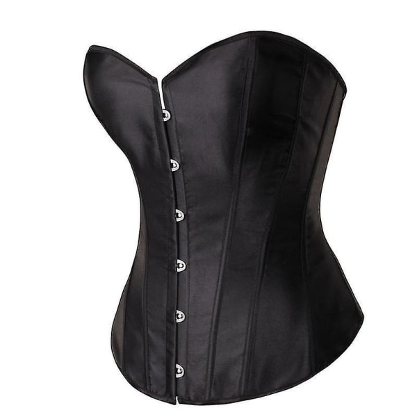 Women's Bustier Corset Top Sexy Lingerie Sets Black Satin Waist Cincher BLACK 5XL