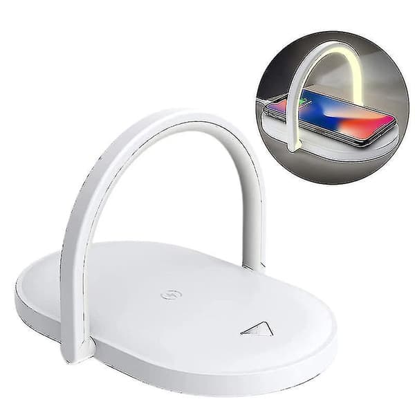 3 In 1 Wireless Charger Led Night Light Touch Control Bedside Table Lamp Phone Holder White