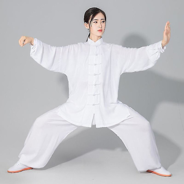 Men's And Women's Soft Cotton Tai Chi Clothes, Kung Fu Martial Arts Clothes white M