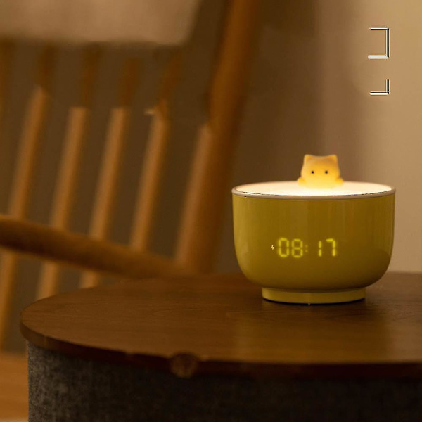 Cat alarm clock night light multifunctional USB charging alarm clock led cartoon light,（yellow）