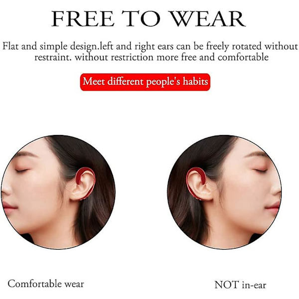 3c Light Ear Hook Wireless Bluetooth Headphone,painless Wearing Single Ear Bluetooth Earpieces With Mic,lightweight Non Bone Conduction Headsets Red