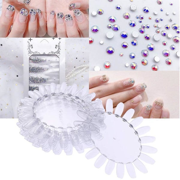 10 Pieces Round Nail Display Nail Tip Exhibition Nail Art Color Card Plastic Nail Art Display Nails Presentation Display For Nail Practice