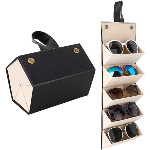 Sunglasses Organizer 5/6 Slots Travel Glasses Case Multiple Pairs Eyeglasses Storage Box Hanging Eyewear Holder Brown hexagonal