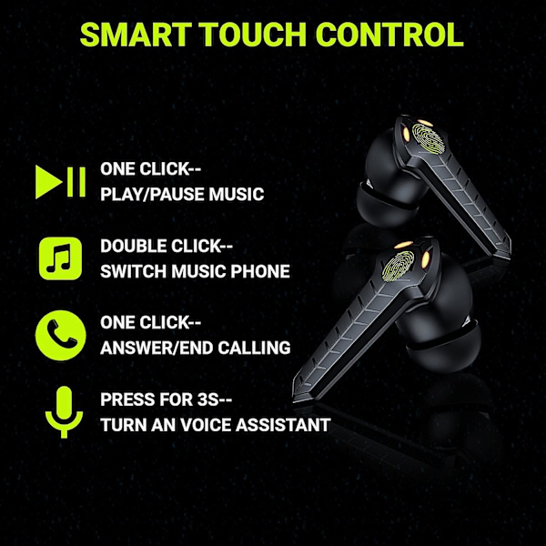 Wireless Bluetooth Gaming Headset Stereo Headset Active Noise Canceling Sport, Built-in Mic