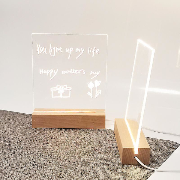 Led Acrylic Diy Message Night Light Desktop Luminous Memo Note Board warm light