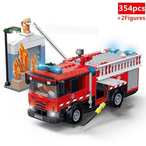 City Medical Ambulance Fire Truck Rubbish Truck Model Assembled Building Blocks Bricks Stem Educational Kids Toys For Children9222 Without Box