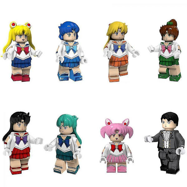 Venalisa 8pcs Sailor Moon Moon Hare Mizuno Ami Assembled Building Block Minifigure Toy