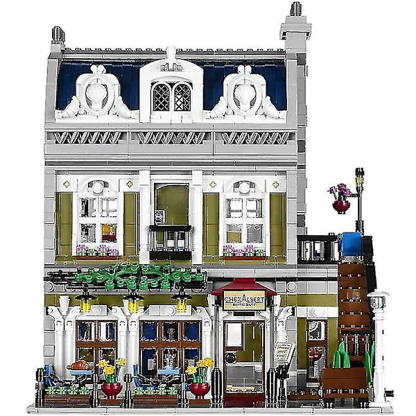På lager 2418 stk. City Street View Model Sæt Creator Parisisk Restaurant Lejlighedsbygning Byggeklodser Kompatibel 10243 Gavepapir Instruktion ingen Orig