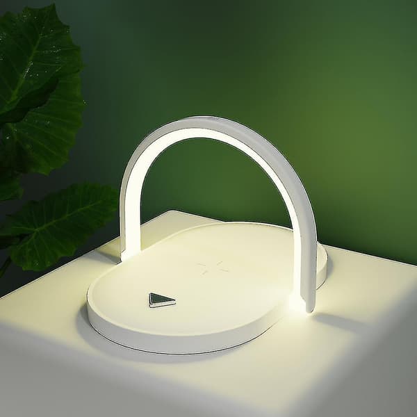 3 In 1 Wireless Charger Led Night Light Touch Control Bedside Table Lamp Phone Holder White