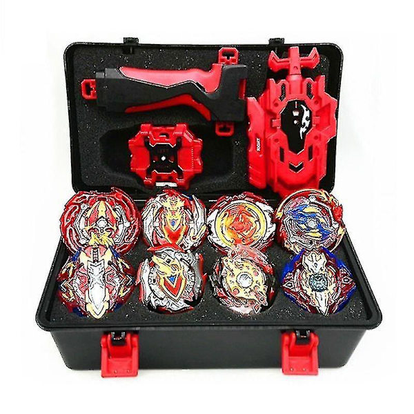 (red) 8pcs Gyro Burst Beyblade Set With Launcher And Box