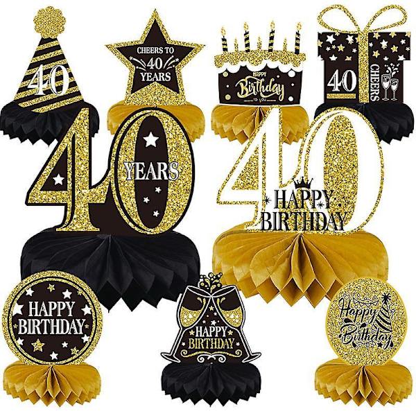 Black Gold Age Birthday Themed Desktop Honeycomb Birthday Party Decoration Supplies Ornaments 40 age