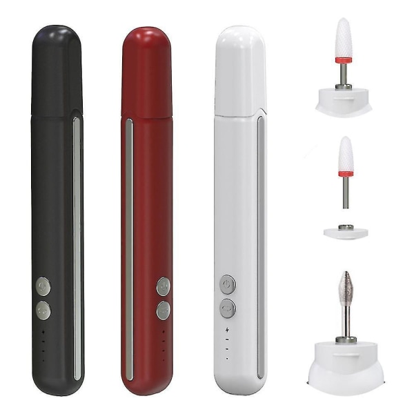 Nail Drill Machine USB Rechargeable Portable Electric Nail Polisher Nail Manicure Nail Grinder Red
