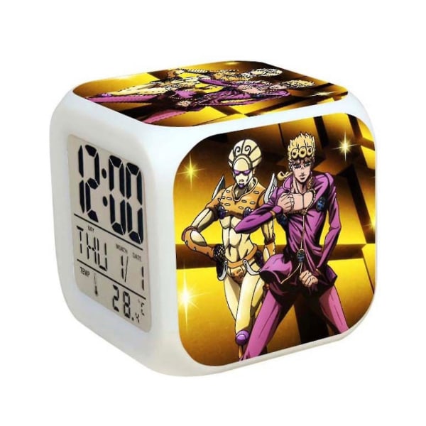 jojo's Bizarre Adventure Color Changing Led Thermometer Glowing Cube Alarm Clock