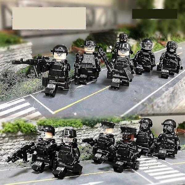 12 kpl Musta Swat Poliisi Minifiguuri Rakennuspalikka Tarvikkeet Sotilaallinen Lelu