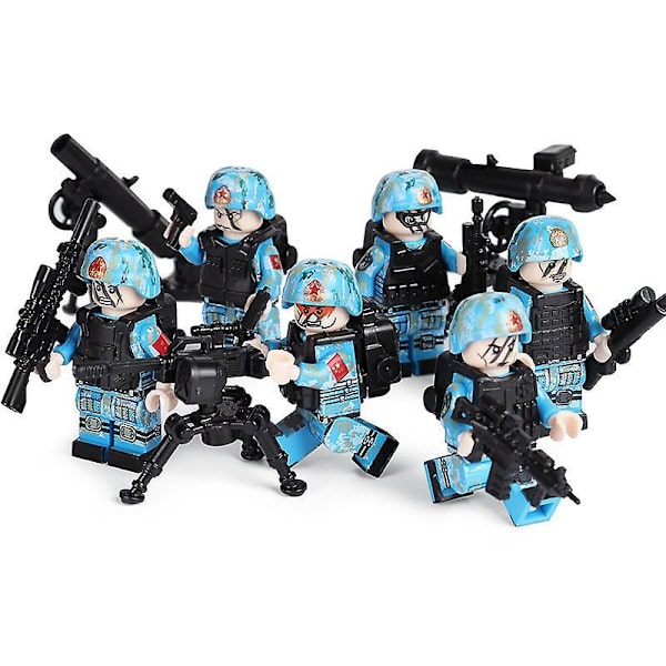 Camouflage Navy Minifigure Diy Children's Building Block Toy 6pcs