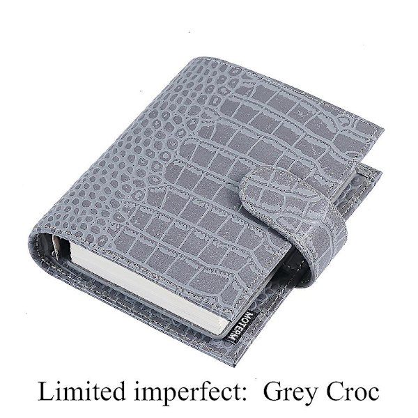Limited Imperfect Moterm Regular Pocket Rings Planner Genuine Cowhide Leather A7 Notebook Agenda Organizer Journey Sketchbook Grey Croc