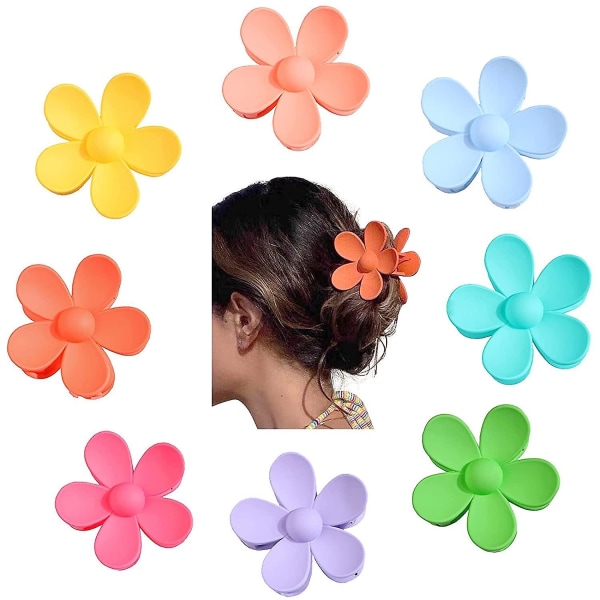 8pcs Hair Claw Clips Acrylic Flower Plastic Hairpins Jaw Clips Nonslip Hair Clamps Barrette Hair Accessories For Women Girls (colorful-a)
