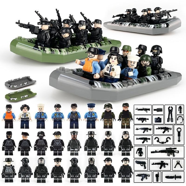 24pcs And Kayak Military Wars Assembled Building Blocks Toys