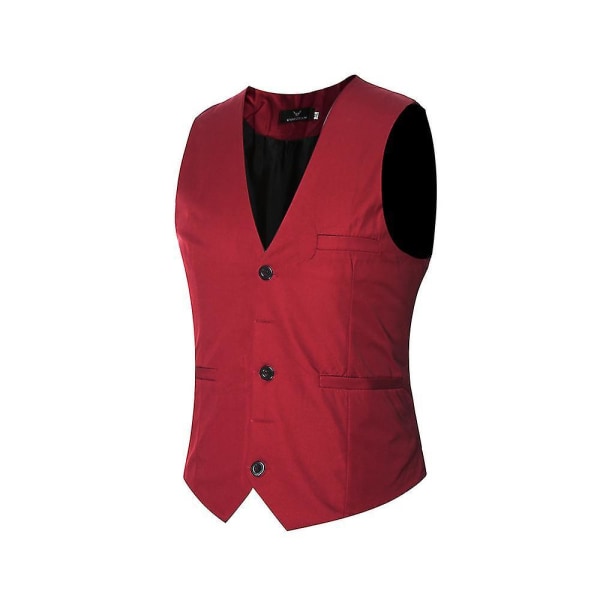 Men's V-neck Suit Vest Cotton Slim Four Seasons Vest Red S