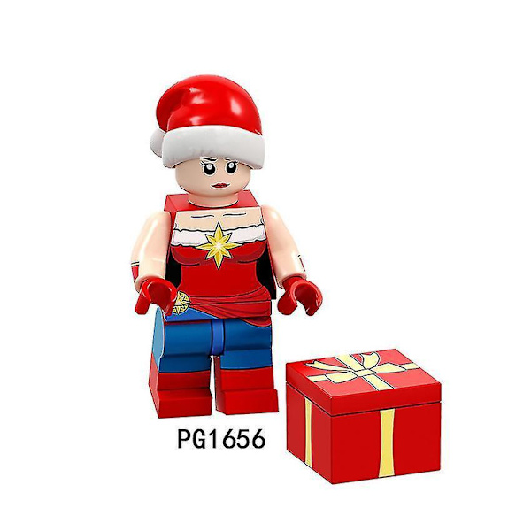 8pcs Christmas Version Of Superhero Minifigure Panther Black Widow Assembled Building Block Doll Decoration Toy