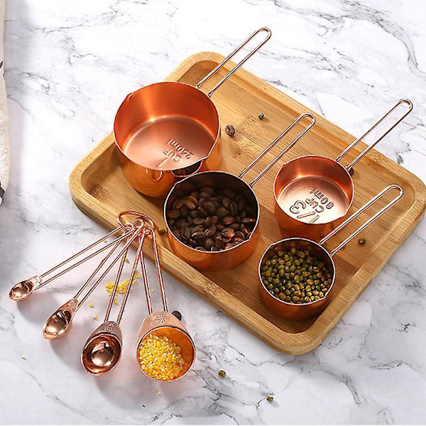 8pcs/set Rose Gold Measuring Spoons Cups Set Retro Baking Measuring Tools With Scale Stainless Steel Kitchen Accessories Gadgets 11pcs Random Color