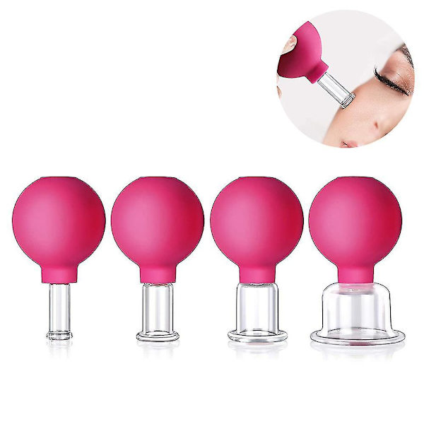 Cupping Glasses With Suction Ball [4 Pieces] - High-quality Cupping Pink