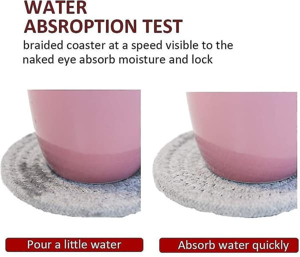 Absorberende drikkebrikker, håndvævede drikkebrikker, 6-pak
