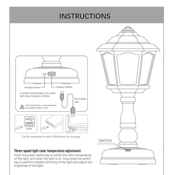 Home Office Desk Lamp Usb Rechargeable Desk Lamp Retro Night Light Desk Lamp For Studying And Reading Green