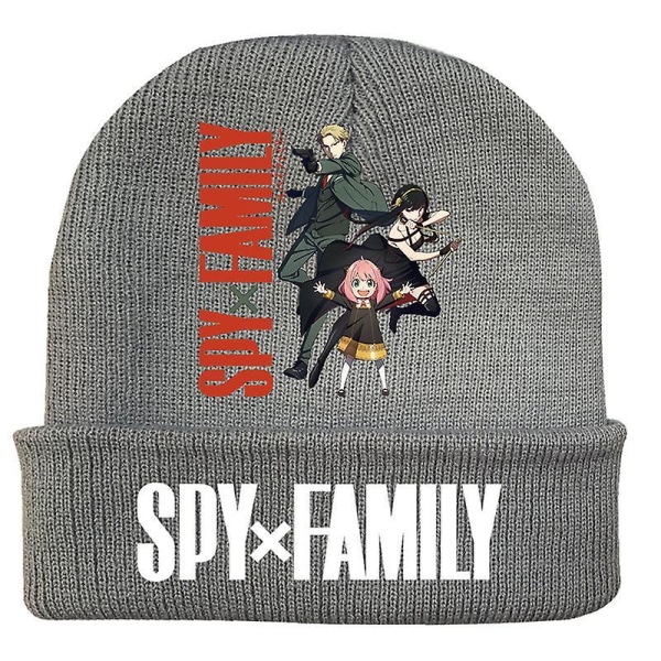 Fashion Trend Classic Winter Warm Knit Hat Beanie Cap For Children Adult Adolescents Cap New Japanese Anime Spy X Family Pattern gray-A