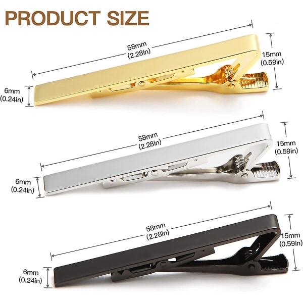 Tie Clips For Men, 3pcs Tie Clip Set, Gold Silver Black Tie Clips For Best Gifts For Your Father, Lover And Friends In Daily Life, Wedding, Party, Mee