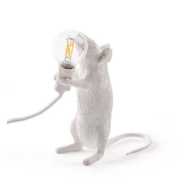 Nordic Animal, Resin Mouse Lamp White-193
