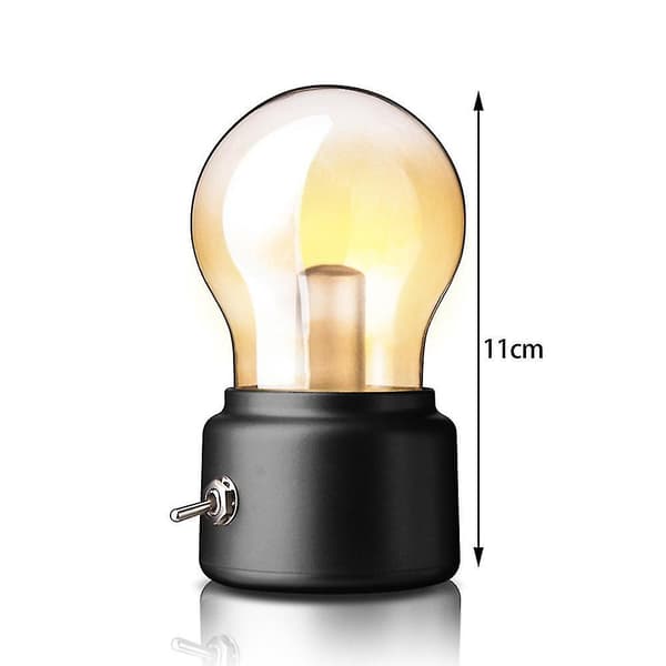 Creative Led Bulb Retro Night Light Usb Rechargeable Luminaire Table Lamp Ambient Lights Gift Black