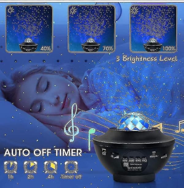 Barsinfi Starry Sky Projector, Planetarium Led Projector Night Light Mode, Ocean Starry Sky Projector Light Adjustable Brightness Bluetooth/remote Con