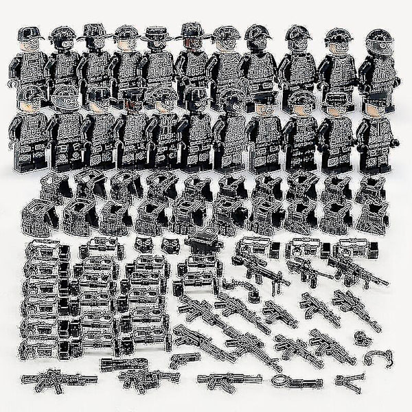 Military Building Blocks Series Black Swat And Off-road Vehicle Set Small Particles Children's Toys