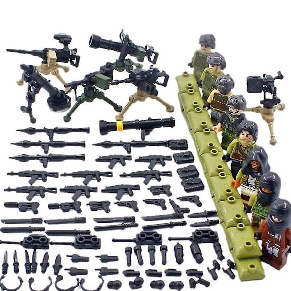 WW2 Army Soldiers Figures Guns Weapons Military Building Blocks Accessories Children Diy Bricks Toy