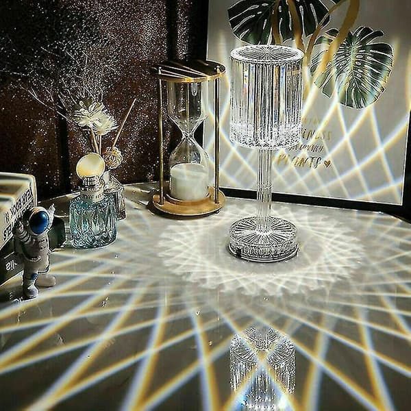 Touching Control Gatsby Crystal Lamp,3 Colors Changing Lamp Usb Rechargeable