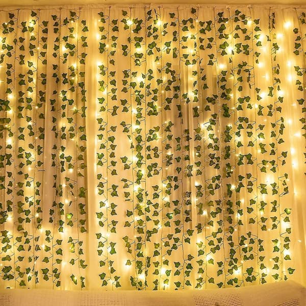 Artificial Ivy Garland, Uv Resistant Wall Decoration With Light
