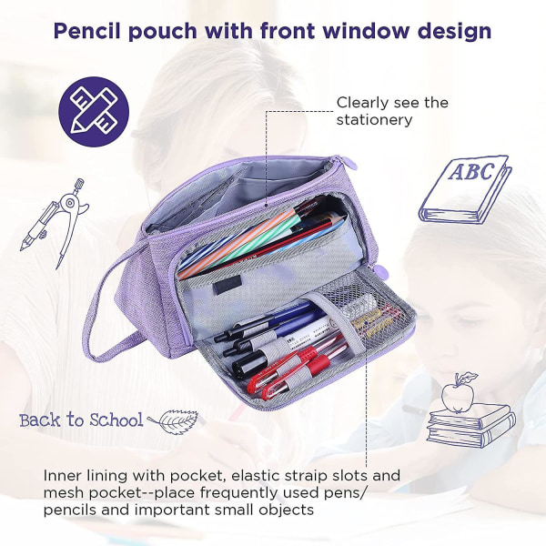 Large capacity pen case, multi-slot pencil bag aesthetic school