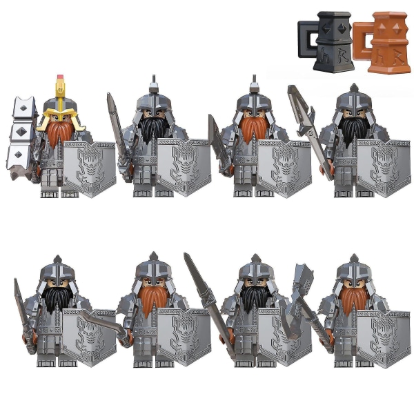 8pcs The Lord Of The Rings Building Block Doll Dwarf Series Leader Warrior Warrior Building Block Minifigure