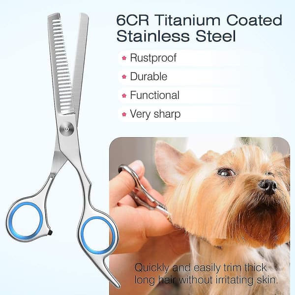Professional Safety Thinning Clipper Dog Grooming Scissors Kit blue