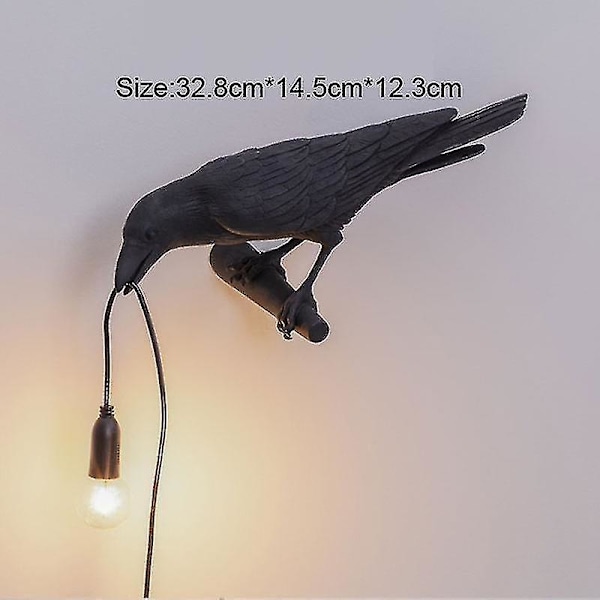 Fugle Væglampe Resin Lampe Soveværelse Sengelampe Stue Dekoration Led Lamper (bord Sort Siddende)