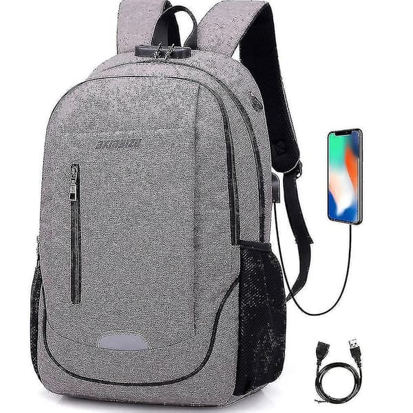 Student School Bag Usb Charging Travel Bag Computer Backpack Dark gray