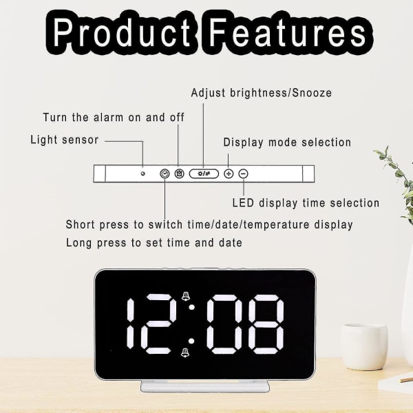 Digital Alarm Clock, Led Dimming Display Alarm Clock With Power