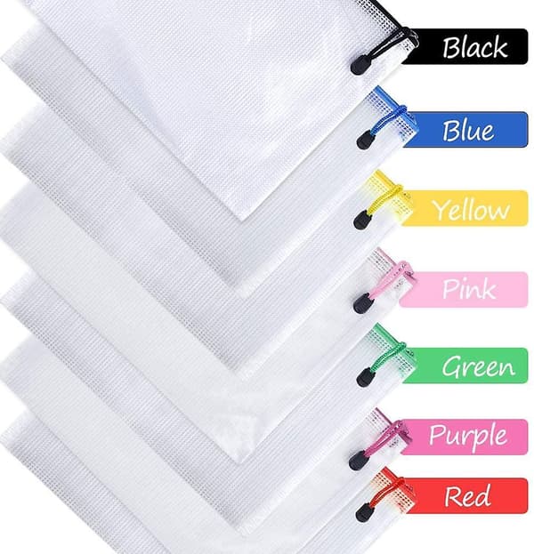 21pcs Document Bag A5 Zipper Wallet Bags Plastic Mesh Document Folders