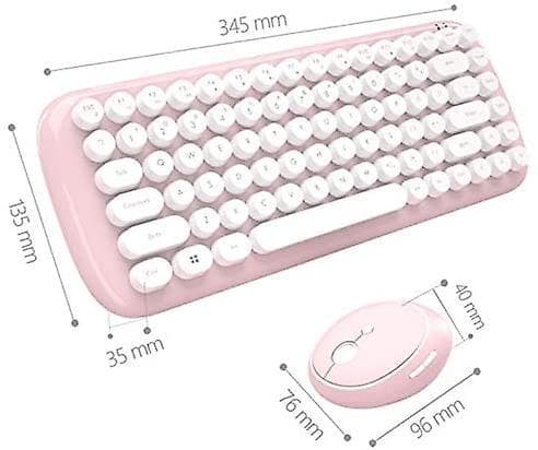Mini Wireless Keyboard 2.4g Usb Keyboard And Mouse Set, Round Keycap, Multi-color Cute Girly Keyboard... (white Pink)