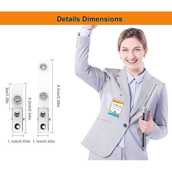 100pcs Metal Badge Clips With Clear Pvc Straps For Id Cards And Badge
