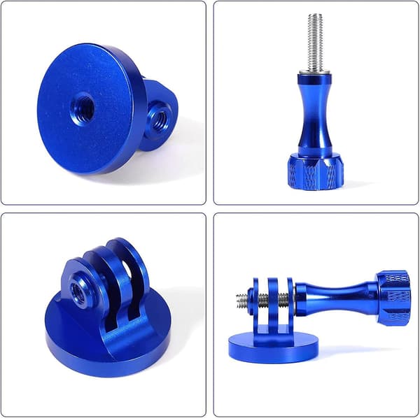 Tripod Adapter Aluminum, Threaded Mount Adapter For Action Cameras Blue