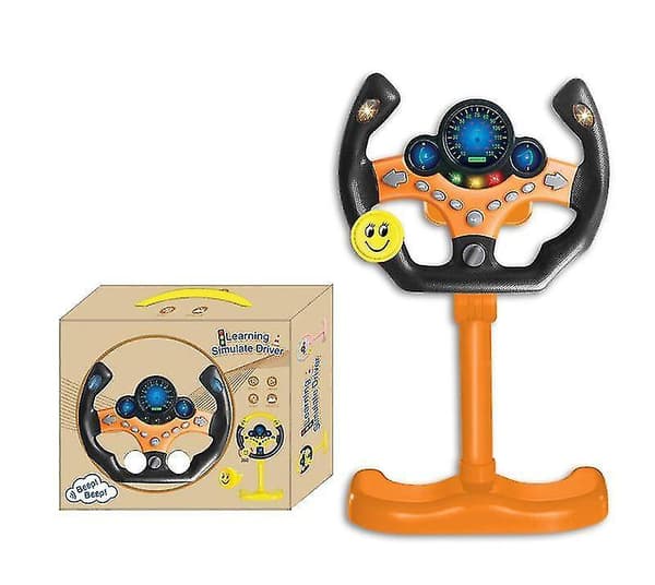 Electric Simulation Steering Wheel Toy With Light And Sound Educational Children orange